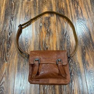 Spike & Sparrow Brown Leather Crossbody Messenger Bag Purse Cognac Boho Western